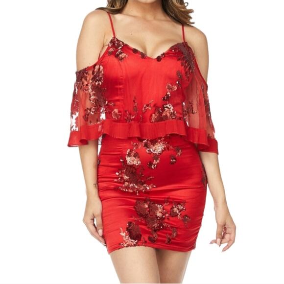 Banjul Dresses & Skirts - Banjul New red sequin party Valentine dress